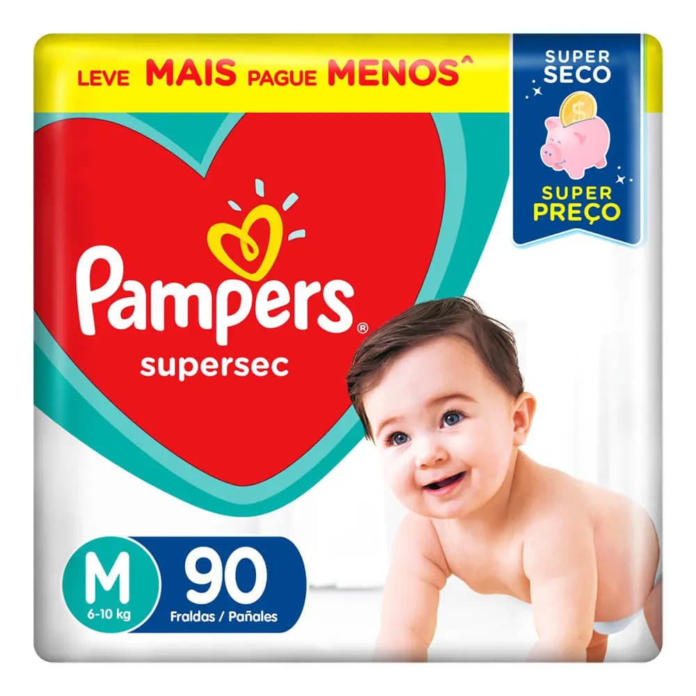 Fralda Pampers Descartável Supersec Jumbo M 90 Unidades