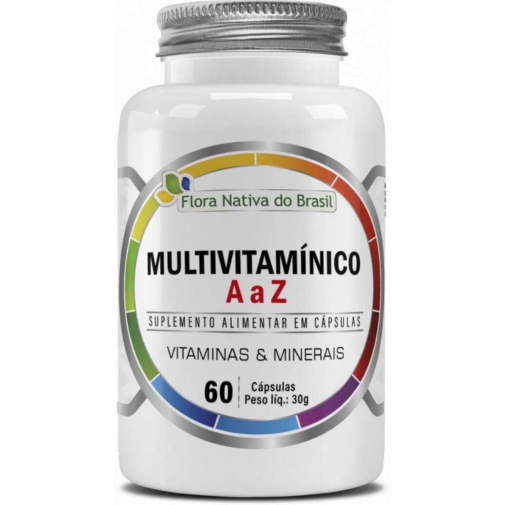 Multivitamínico Vitamina A a Z 500mg 60 Cápsulas Suplemento Flora Nativa