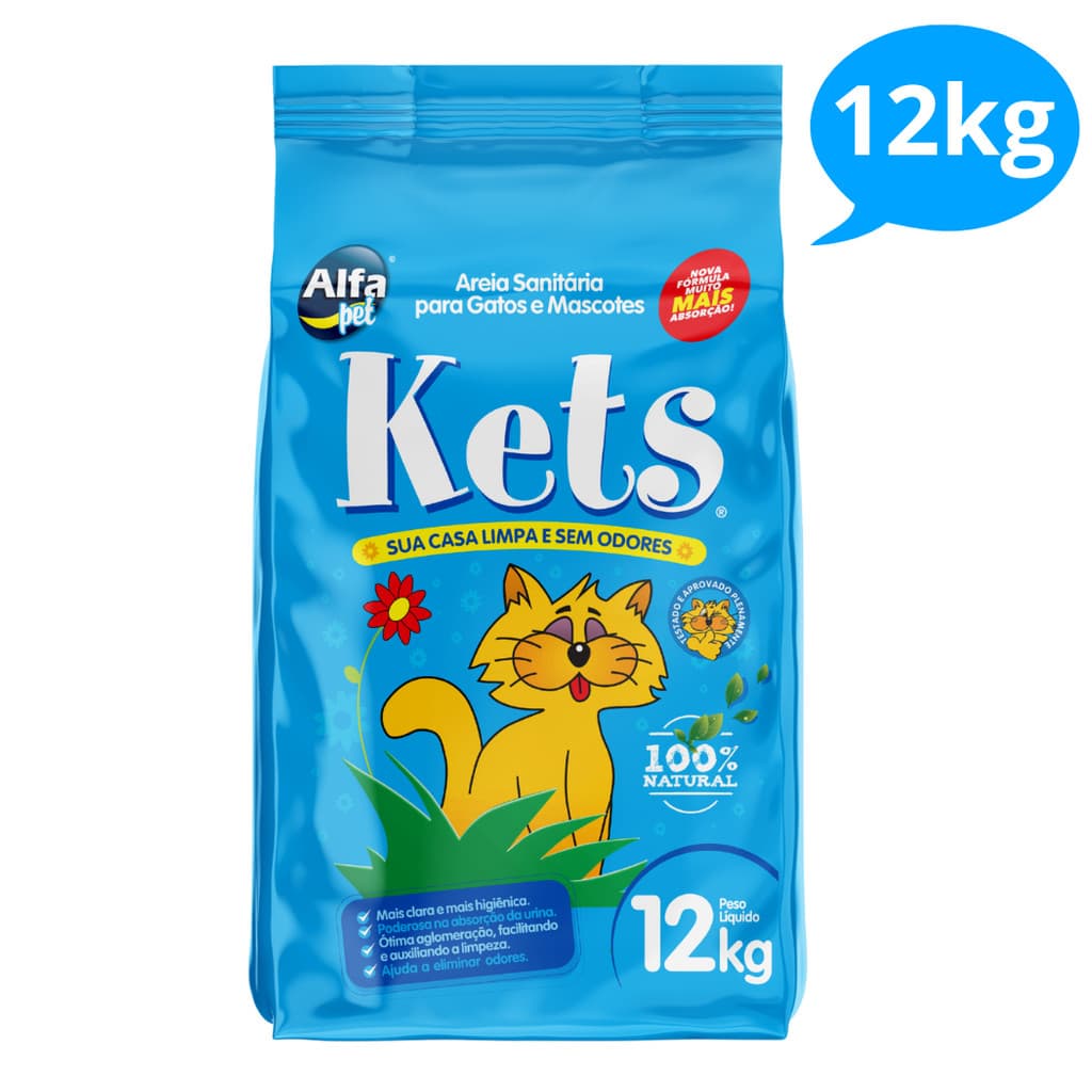Areia Grossa Sanitária Kets Premium Higiênica Granulado Para Gatos .1.2.k.g.