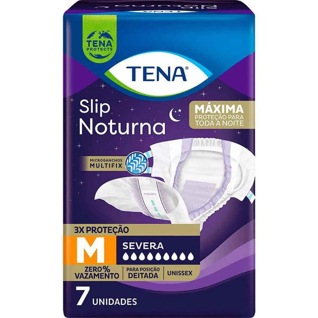 Fralda Geriátrica Unissex Tena Slip Noturna M Absorção Intensa 7 unidades