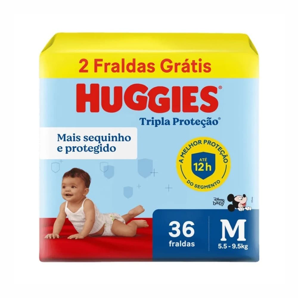 Fralda Huggies Tripla Proteção M 36 Unidades – Conforto, Absorção e Cuidado Diário