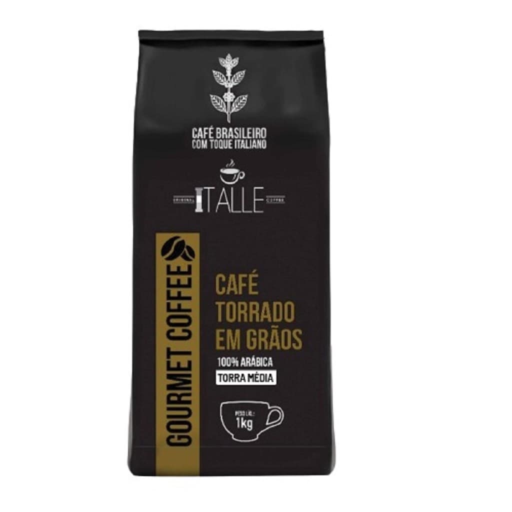 Café Torrado Arábica Em Grãos Torra Média 1kg Gourmet Cafe Italle