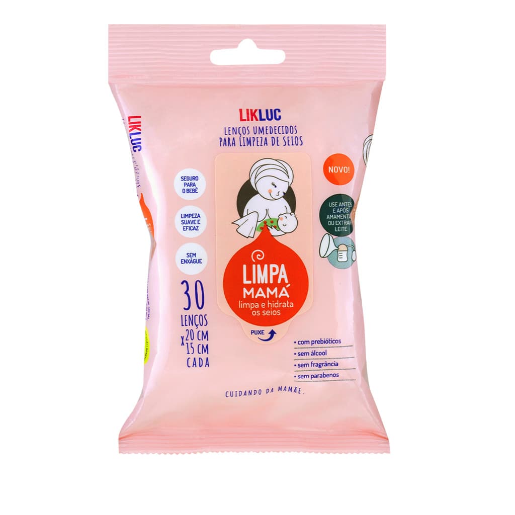 Lenços Umedecidos Limpa Mamá Limpa e Hidrata os Seios Pós Amamentação Uso Diário e Seguro para Mamães