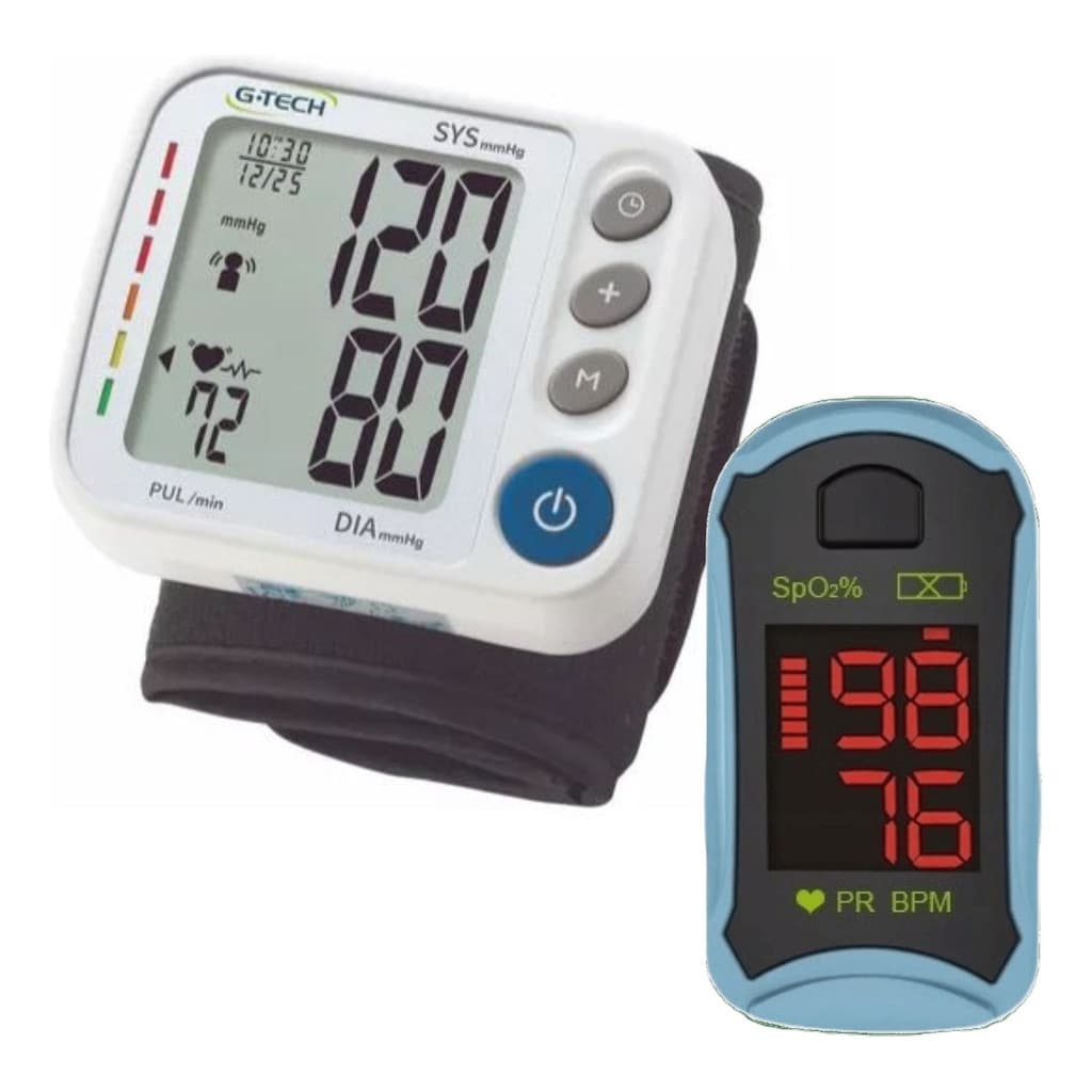 Kit Oximetro De Dedo + Aparelho Medidor De Pressão G-tech