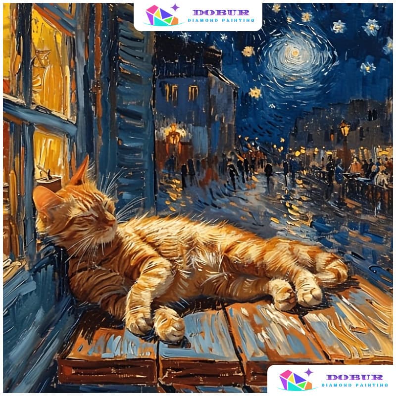 Um Conjunto De Kits De Pintura De Diamante DIY 5D-Gato Dormindo , Redondo/Quadrado , Artesanato Artesanal De Mosaico De 