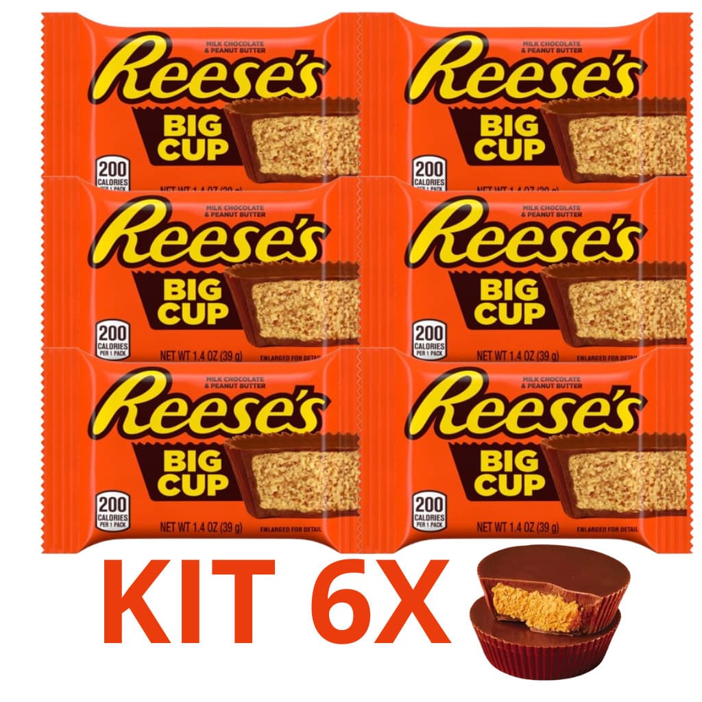 Kit 6 Reeses BIG CUP Chocolate ao Leite com Manteiga de Amendoim Importado dos EUA Reese's 39g