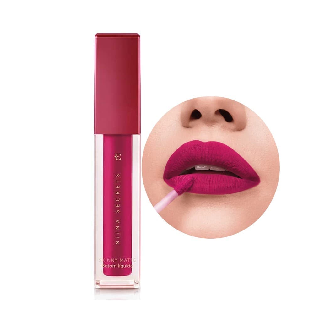 Kit 2 Cores Batom Líquido Terracota e Pink Peônia Niina Secrets Skinny Matte 5ml