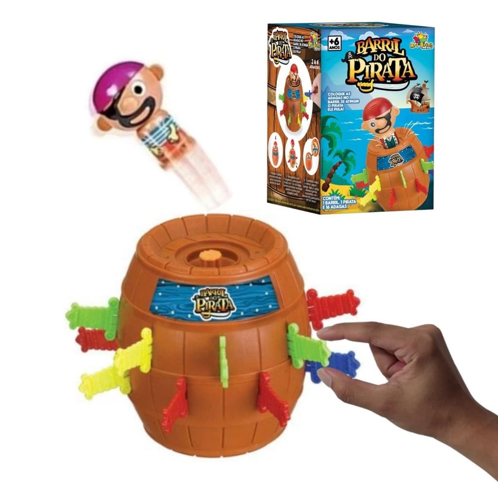 Jogo de Pular Pirata GG Brinquedo Grande Original Jogo de Mesa Grande Interativo para Toda a Família Barril