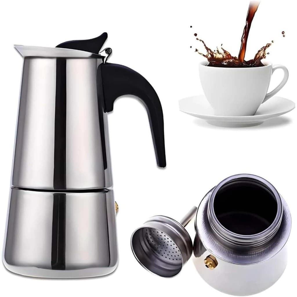 Cafeteira Italiana Inox Indução de Luxo 6 Xicaras Expresso