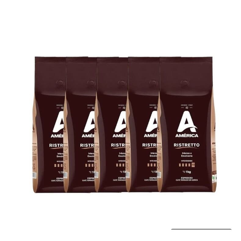 Kit 5kg Café Torrado Em Grãos América Ristretto