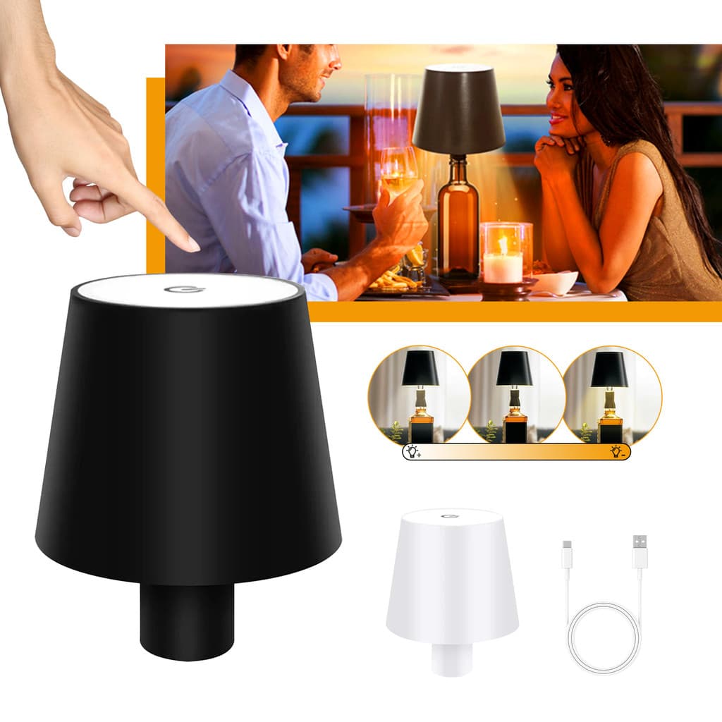 Luminaria Para Garrafa Abajur Mesa Led 3 Tons Touch Sem Fio Decoracao Vinho Whisky Portatil Recarregavel Sala
