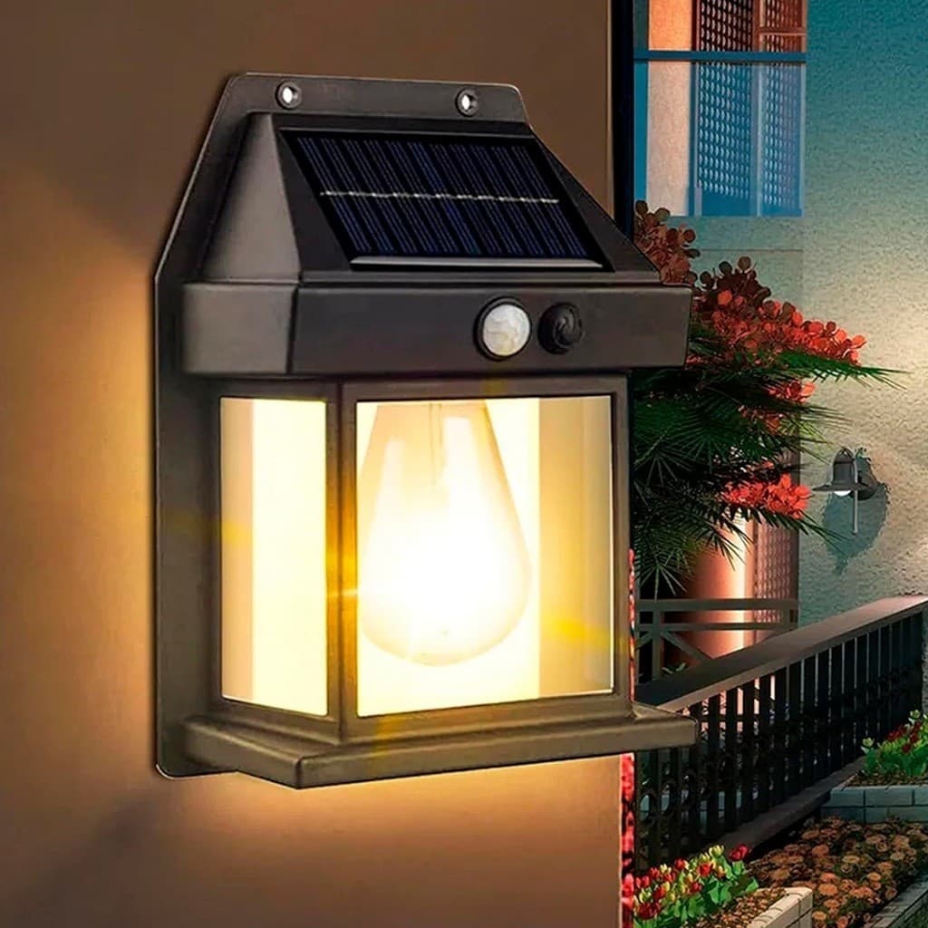 Luminaria Solar Com Movimento Sensor Luz De Parede Lâmpada LED,3 Modos De Iluminação E Energia Solar