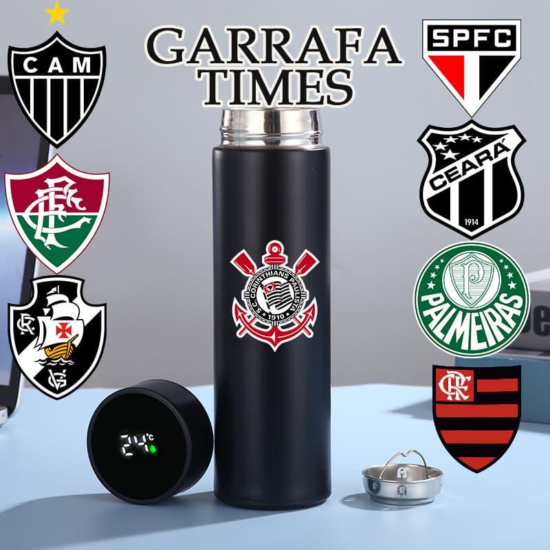 Garrafa TIMES térmica inox termometro digital led inficador de temperatura 500ml HONG