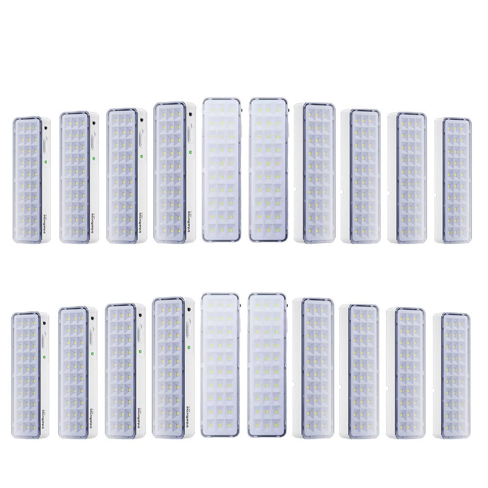 Kit 20 Luminárias de Emergência Led Intelbrás Autônoma Lea 31 com 30 Leds Branco Bivolt