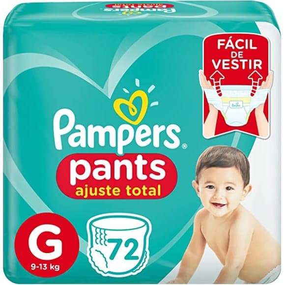 Fralda Pampers Pants Ajuste Total G 72 Unid Descartável 12h Proteção Fácil de Pôr Roupinha