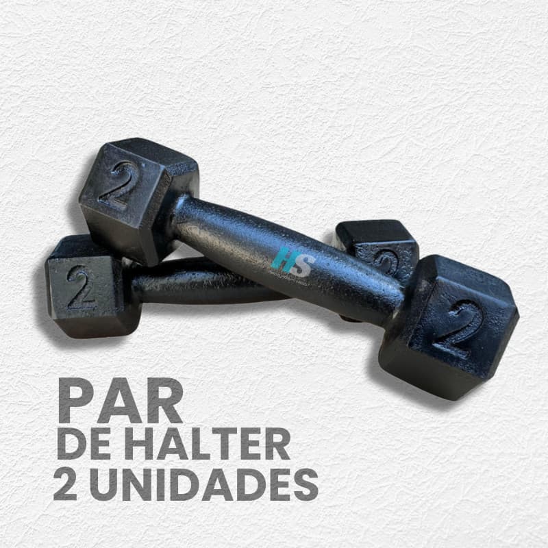 Par de Halter Sextavado 2kg Pintado- peso de academia 2kg- 2 unid - Treino em casa