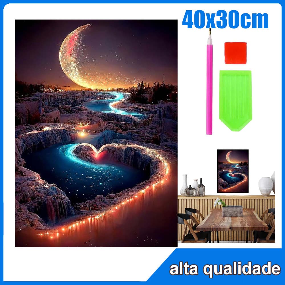 40x30cm Céu estrelado com lua Quadrado Pintura Diamante 5D Pintura de Diamante Pintura Com Diamante A Óleo Decorativa
