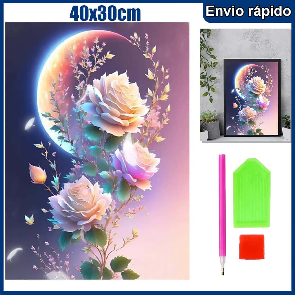 40x30cm Rosas ao luar Pintura Diamante 5D Pintura de Diamante Kits De Pintura Diamante Para Adultos Quadrado