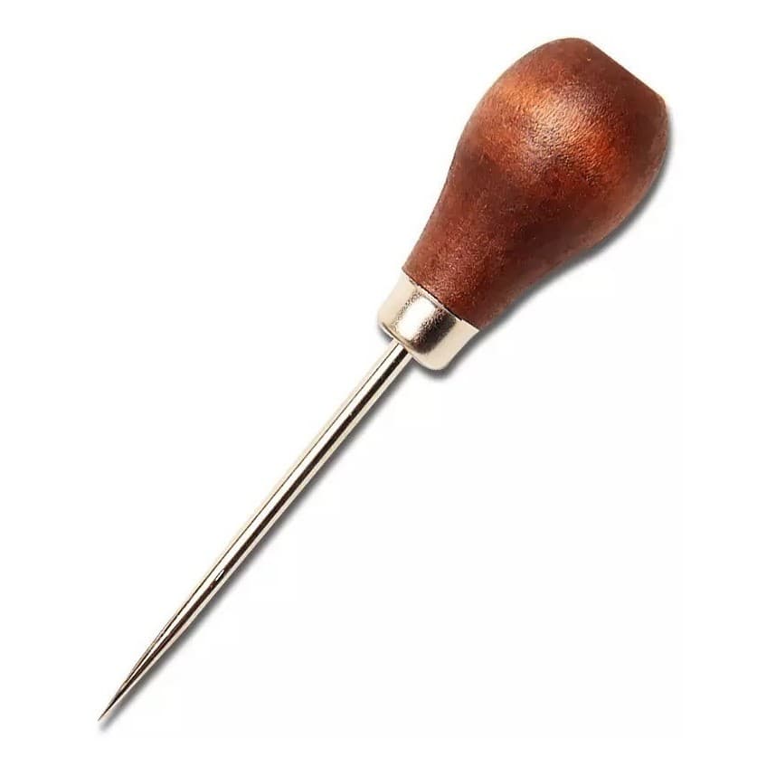 1 Furador Agulhão Manual Cabo Madeira Para Tecido Patchwork Couro Artesanato 11,5cm Lanmax Tec Toke