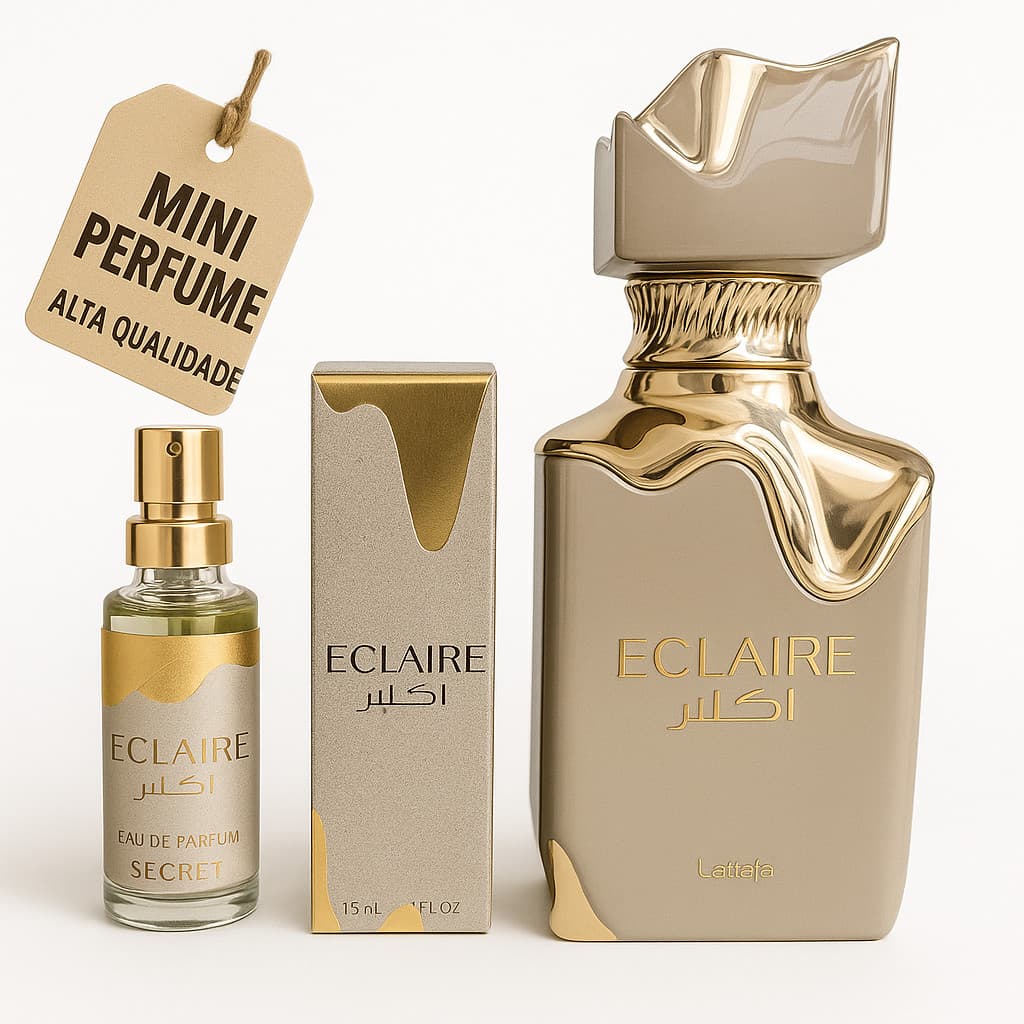 Perfume Eclaire Lattafa 15ml | Mini Feminino Importado | Floral Frutado | Elegante com Alta Fixação