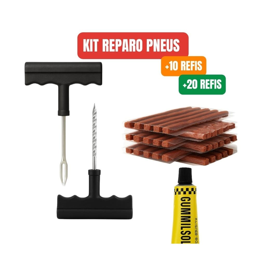 Kit Reparos Para Pneus Motos Carros Com 6 13 ou 23 Peças Profissional