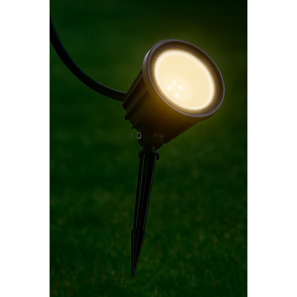 Kit 5 Luminárias Espeto de Jardim Cob Led 7w Branco Quente Luz de LED Jardim Refletor para Plantas a prova d'agua 5 unid