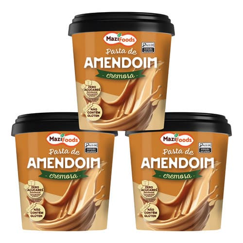 3 Pasta Amendoim Integral Natural Saudável Cremosa 1,01kg