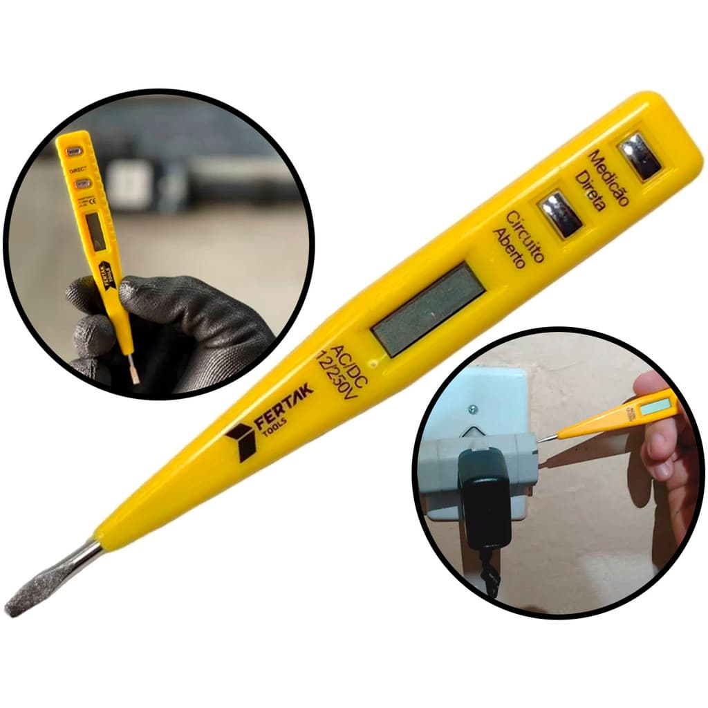 Chave Teste Digital De Voltagem Corrente 12v A 250v Profissional Para Eletricista