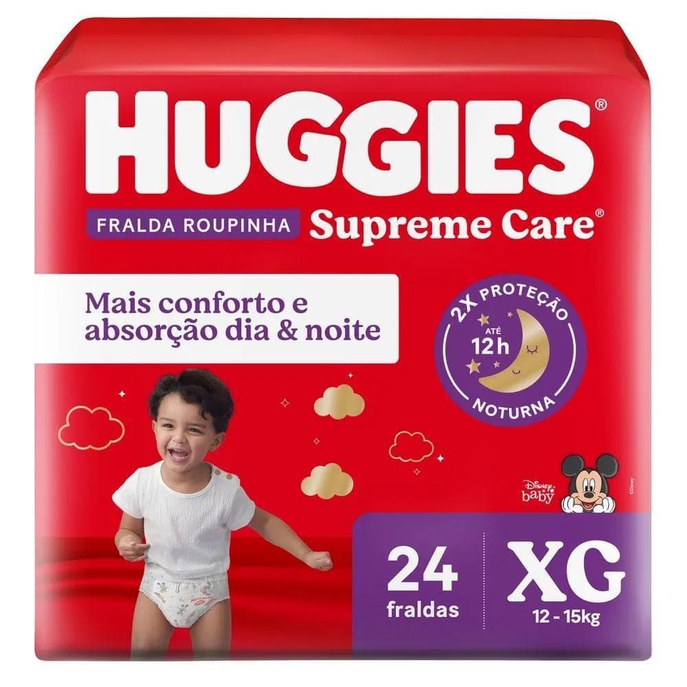  HUGGIES FRALDAS ROUPINHA SUPREME CARE XG COM 24 UNIDADES