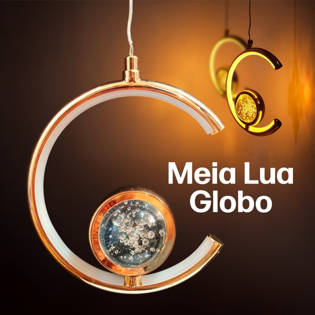 Luminária LED Pendente LUS-21 Luz  LED com Cristal e 3 Cores – Design Clean e Sofisticado