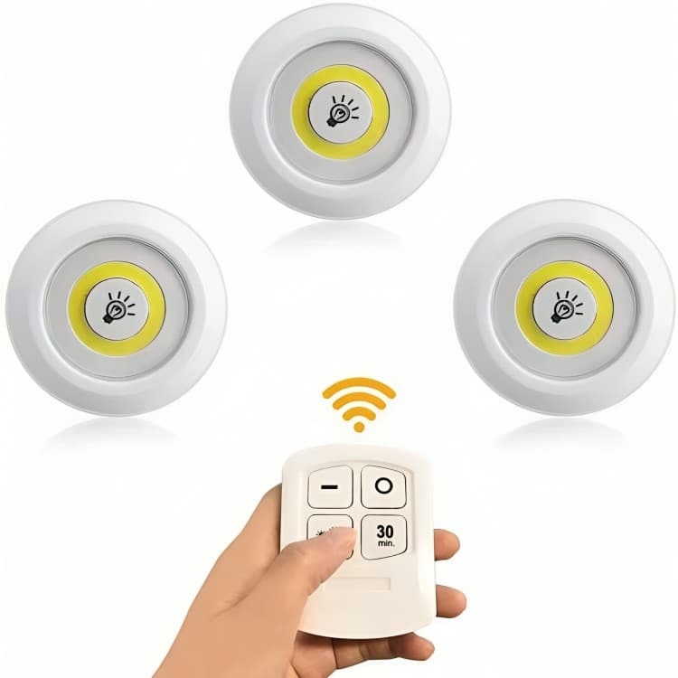 Kit 3 Pçs Luminária Kit 3 Lâmpada Led Spot Sem Fio Controle Remoto Lâmpada Led Sem Fio Lâmpada Adesiva Á Pilha