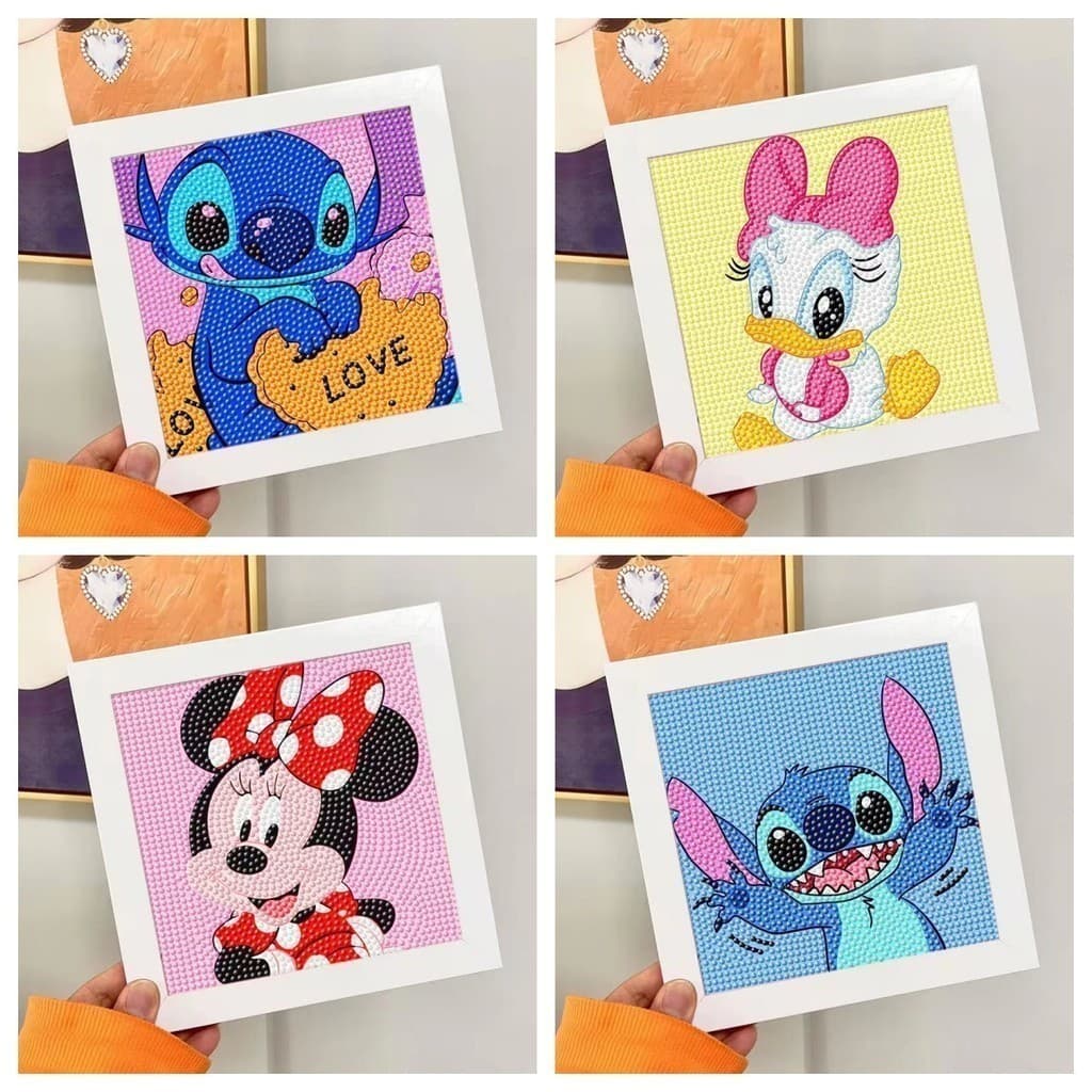 Kit Pintura com Diamantes 5D Infantil com Moldura Completo DIY Arte Criativa para Crianças Modelos Sortidos