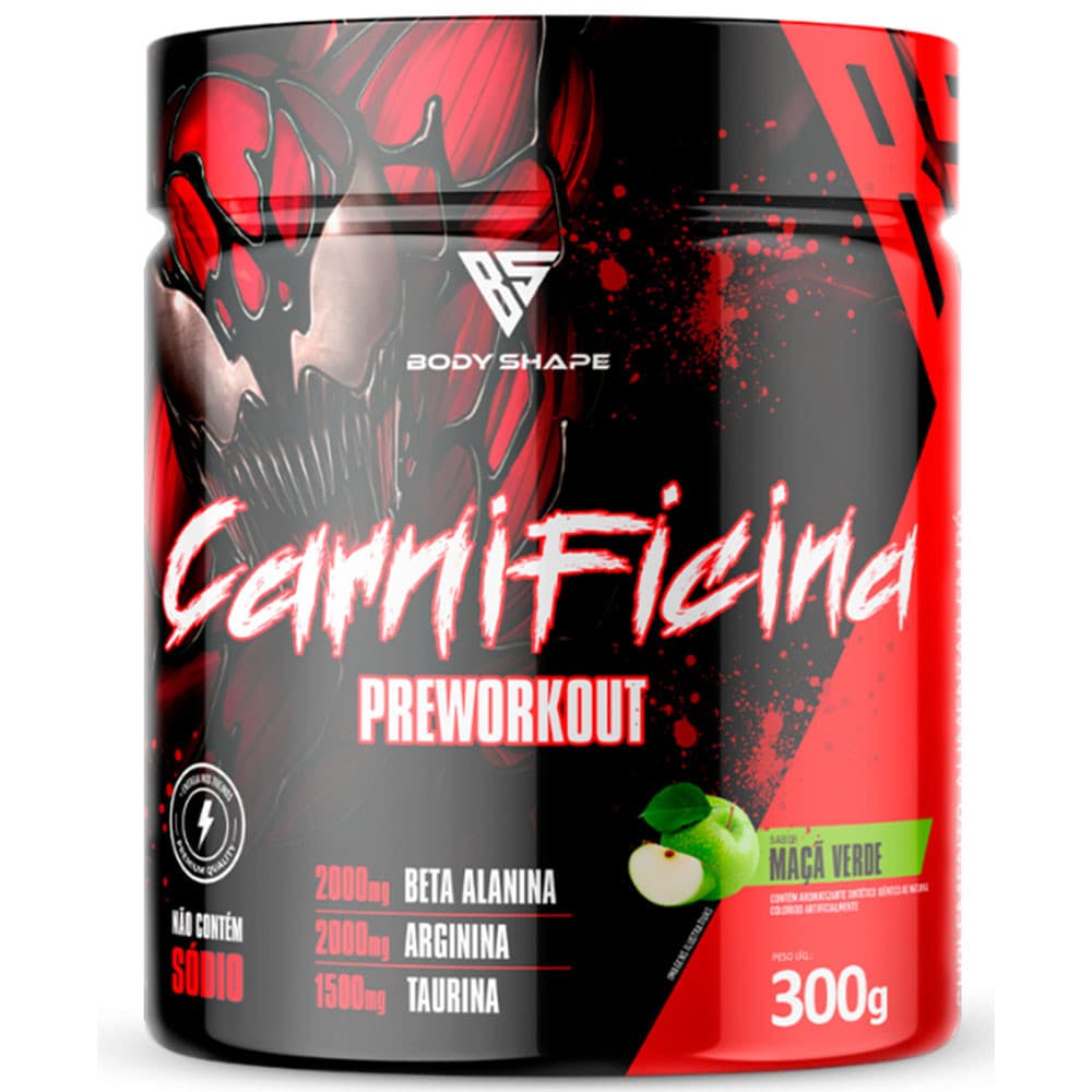 Pre Treino Carnificina 300g Body Shape Beta Alanina Arginina
