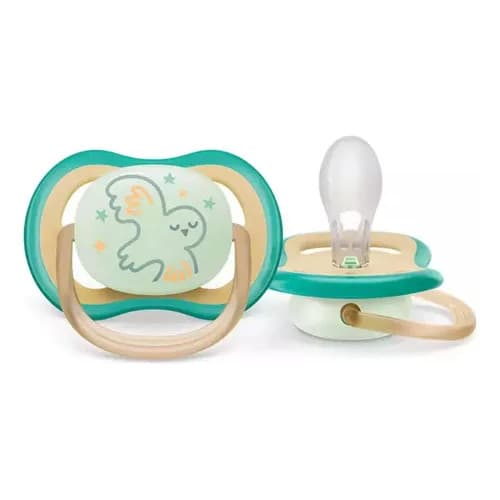 Chupeta Ultra Air Coruja Bege Brilha no Escuro  0-6m - Avent Silicone