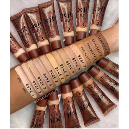 KIT 3 Pecas Base Líquida Soft Matte Bege HB-8050 Ruby Rose