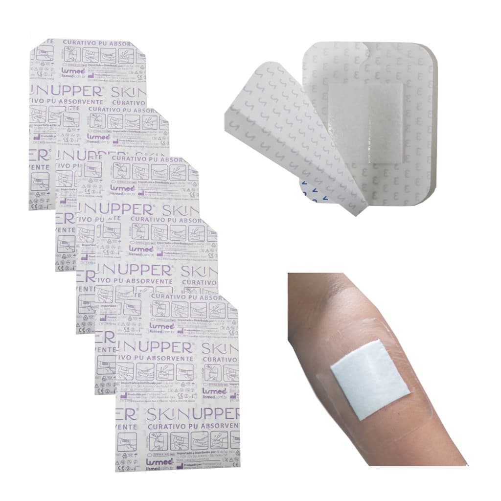 Kit 5 Curativos De PU Absorvente 8x10cm  Skinupper Similar Opsite E Tegaderm