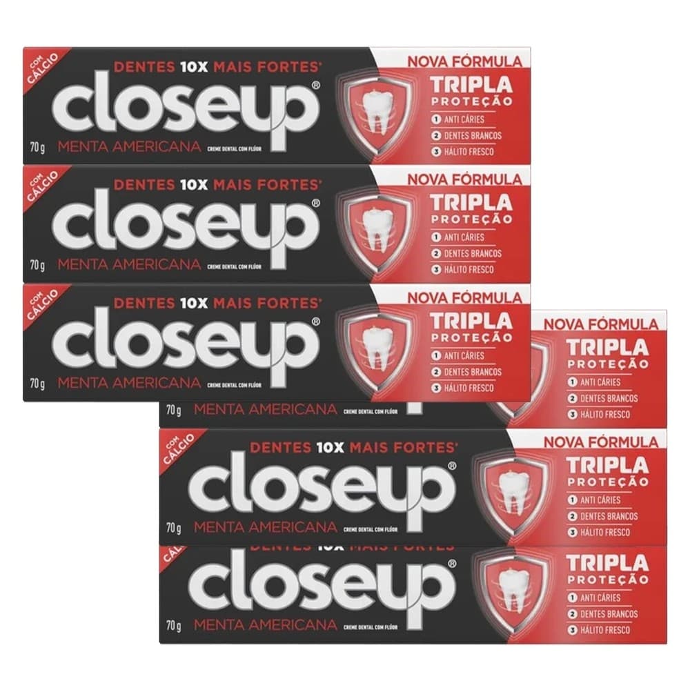 Kit 6 und Creme Dental Close Up Triple Menta Americana 70g