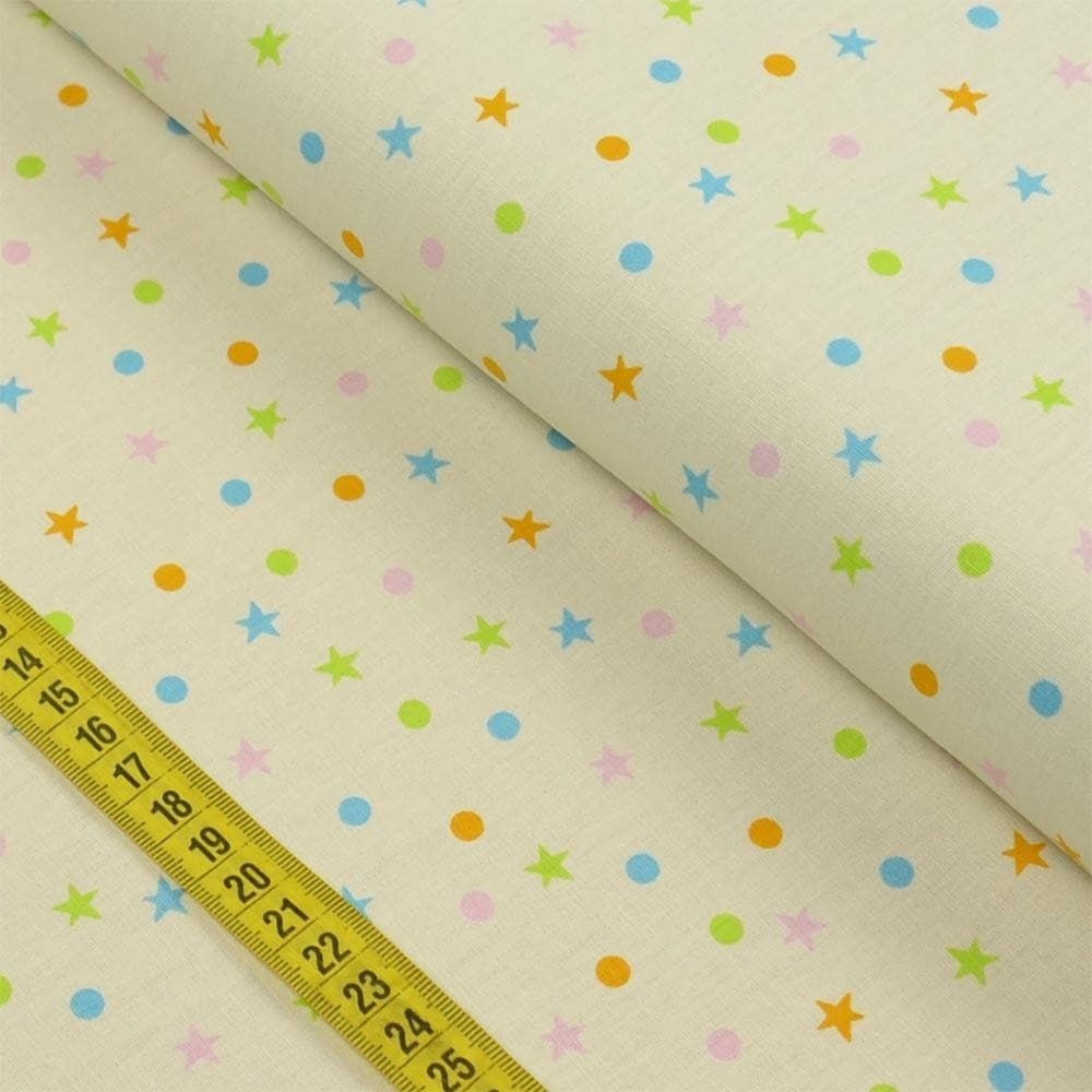 Tecido Estampado Para Patchwork - Mini Zoo: Poás E Estrelas Creme (0,50x1,40)
