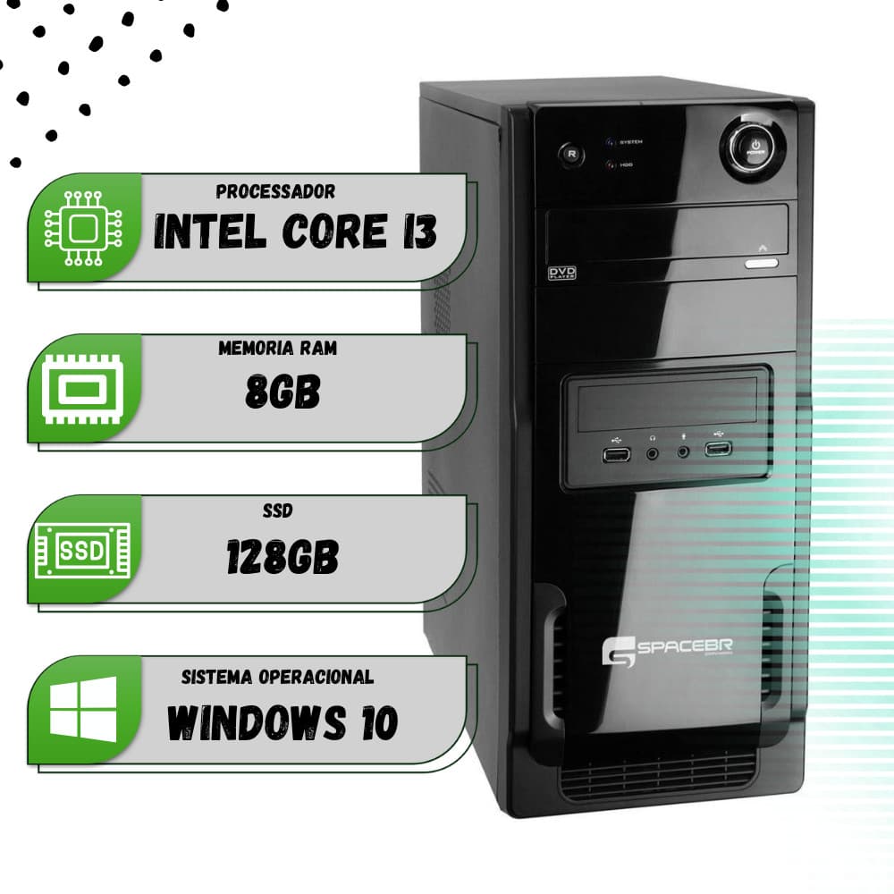 CPU Desktop Computador Escritório Home Office Core i3 8gb 120 GB SSD