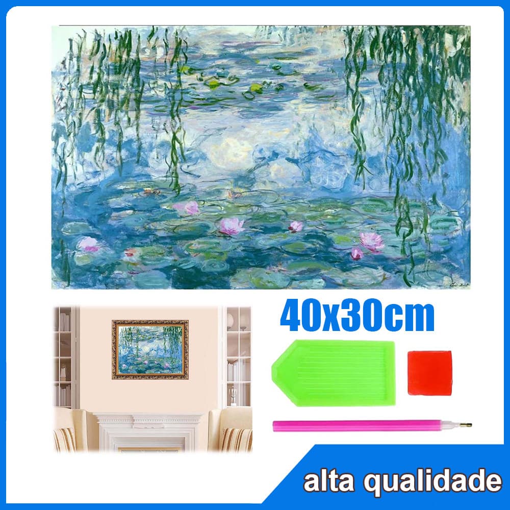 40x30cm Flor de Lótus Quadrado Pintura Diamante 5D Pintura de Diamante Pintura Com Diamante A Óleo 5D DIY Decorativa