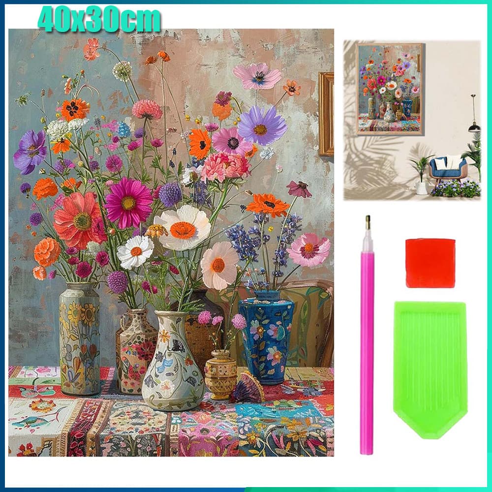 Quadrado Pintura Diamante 5D Pintura de Diamante Pintura DIY 5D Diamante 40x30cm flor em um frasco