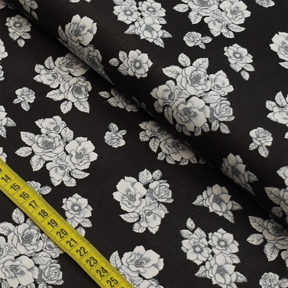 Tecido Estampado para Patchwork - Provençal : Floral Preto (0,50x1,40)