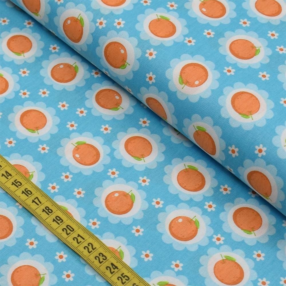 Tecido Estampado para Patchwork - Quitandinha : Laranja na Moldura (0,50x1,40)