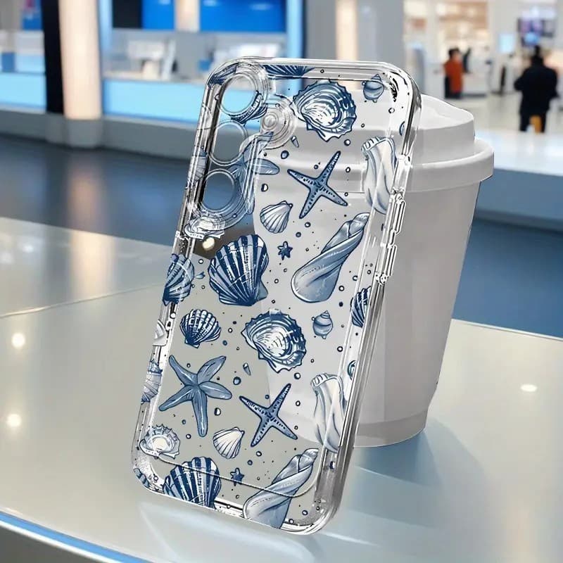 Capinha Capa transparente Anti-impacto Mar Desenho para Samsung A55 A35 A03 A04 A05 A05S A10 S24 Plus S25 Ultra