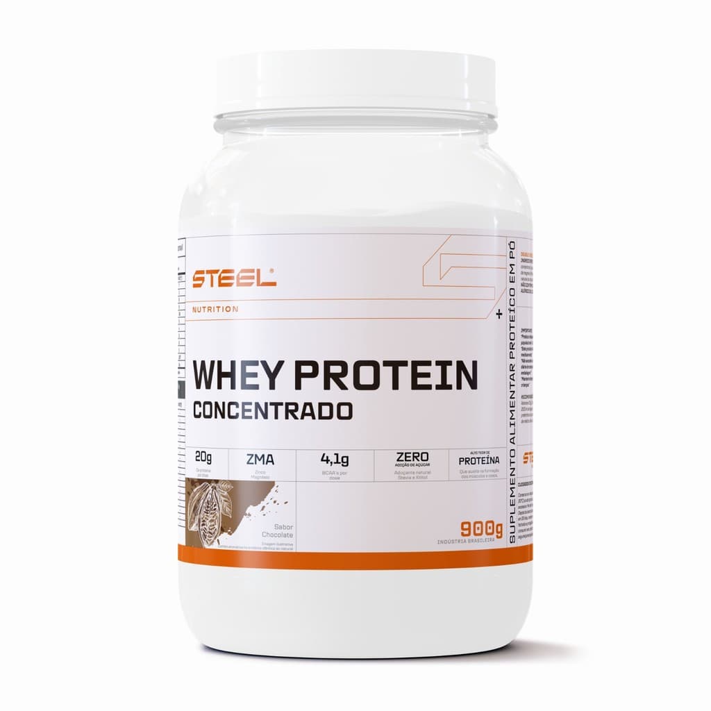 WHEY PROTEIN 100% CONCENTRADO CHOCOLATE 900G STEEL NUTRITION