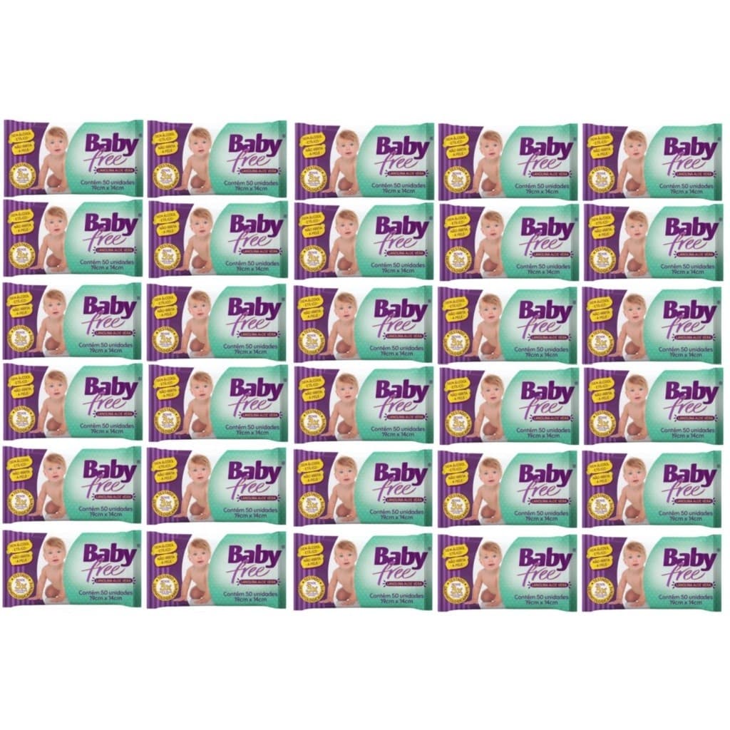 Kit com 30 Lenços Umedecidos Baby Free Toalha Umedecida Qualybless 10 Pacotes com 50 unidades