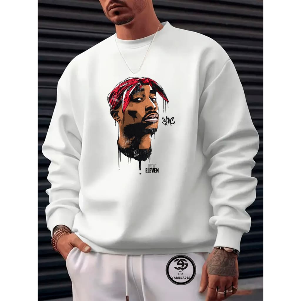 Moletom Tupac Hip Hop Masculino e Feminino Casaco Gola Careca Blusa de frio Inverno 2025 Lançamento Ref 301