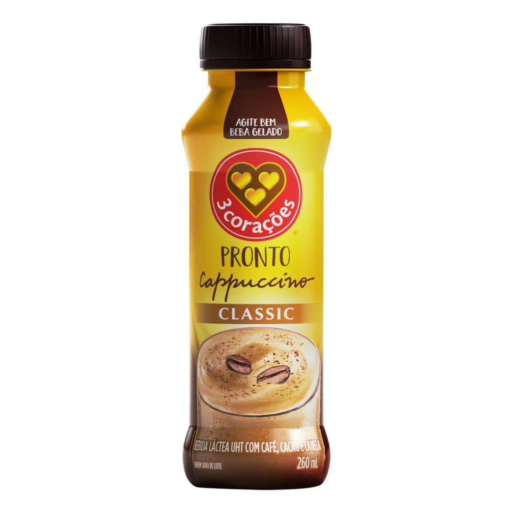 Bebida Láctea Uht Com Café Cacau E Canela Cappuccino Classic 260ml 3 Corações