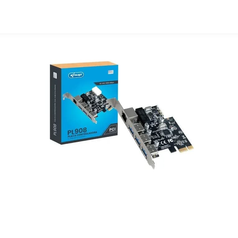 PLACA CONTROLADORA PCI-E 3X USB 3.0 E ETHERNET 10/100/1000 MBPS (KP-PL908)