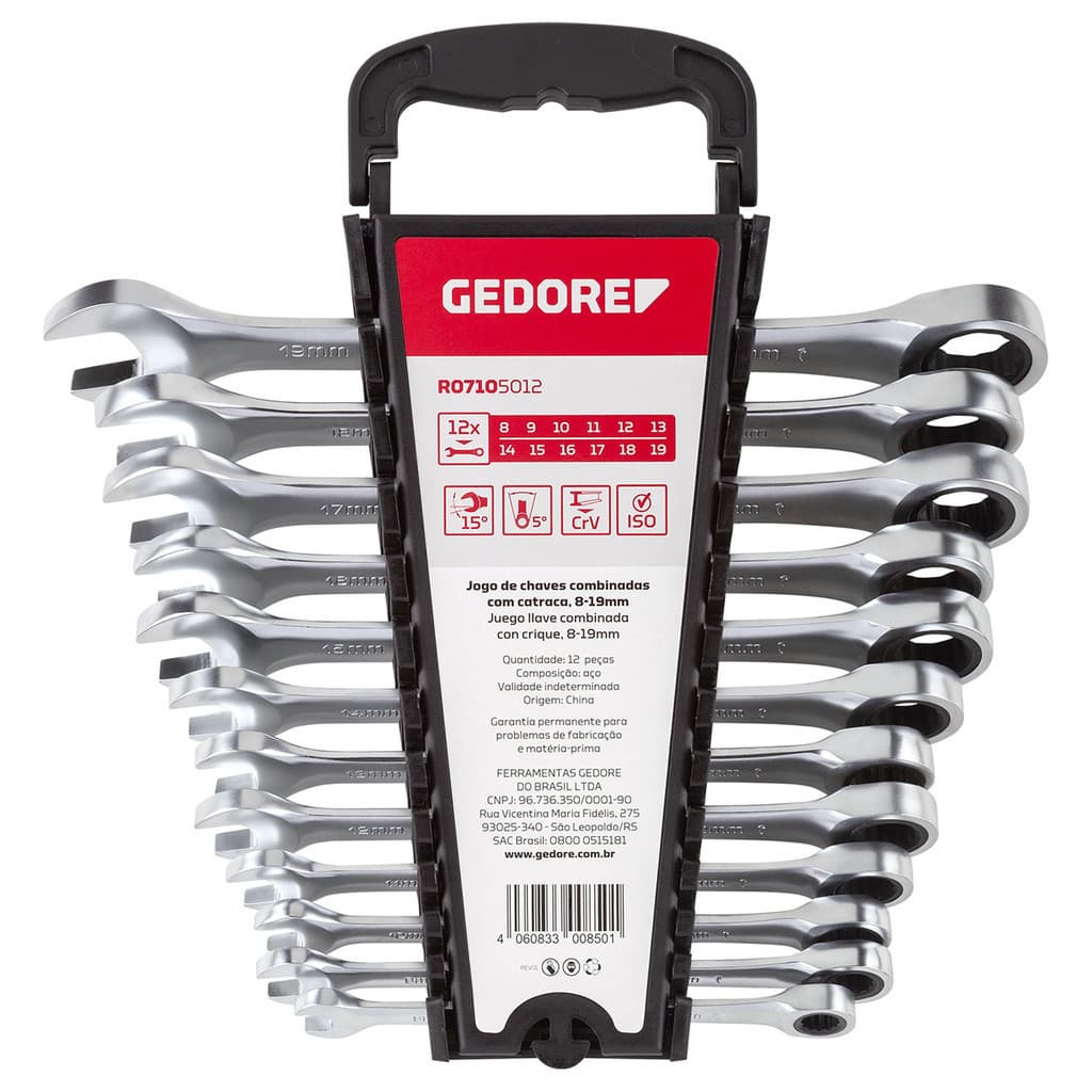 Jogo de Chave Combinada Catraca 8 a 19mm Gedore Red R07105012